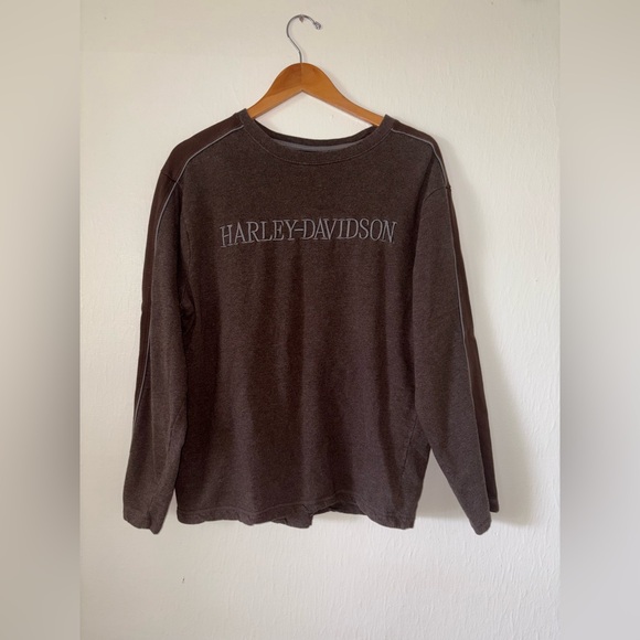 Harley-Davidson Men's Brown Embroidered Jumper Size Large - Picture 1 of 5